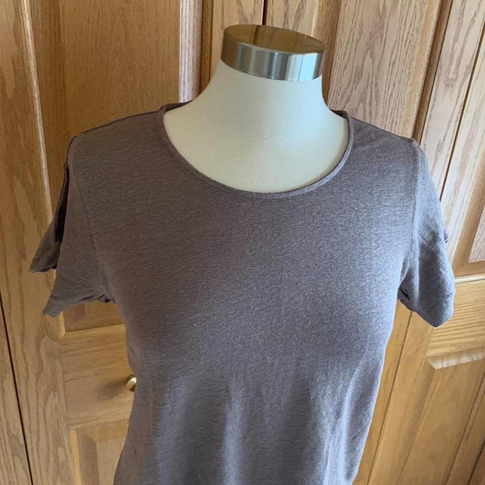 GARNET HILL - Organic Linen Split-Sleeve Tee - New with Tag